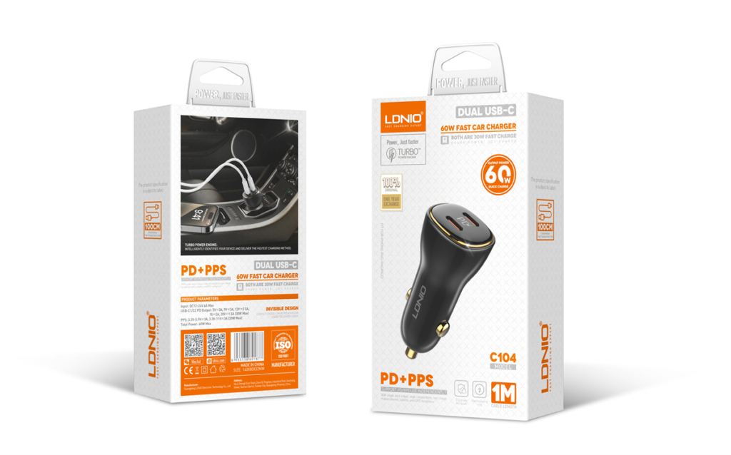 LDNIO C104 60W Car Charger